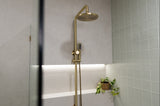 Round Combination Shower Rail, 200mm Head, Single Function Hand Shower - Tiger Bronze - MZ0704-R-PVDBB