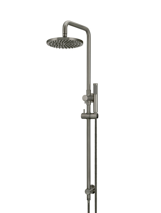 Meir Round Combination Shower Rail, 200mm Head, Single Function Hand Shower - Shadow (SKU: MZ0704-R-PVDGM) Image - 1