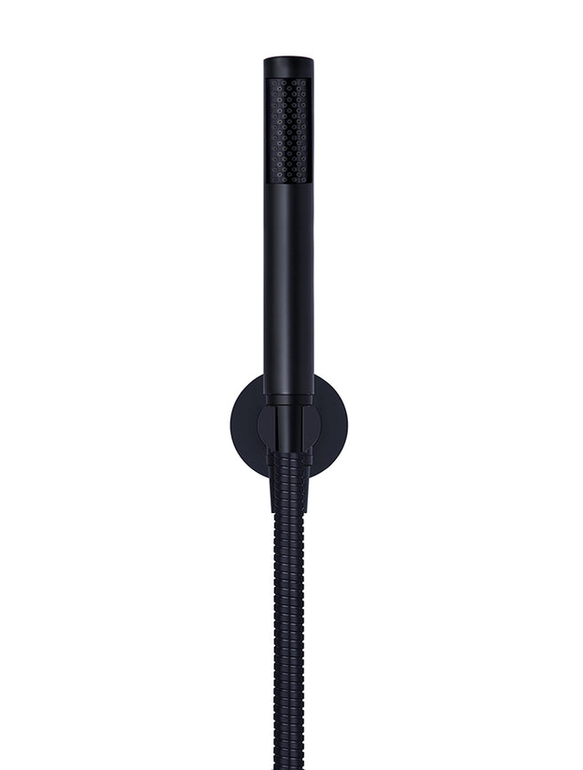 Meir Round Hand Shower on Fixed Bracket - Matte Black (SKU: MZ08-R) Image - 2