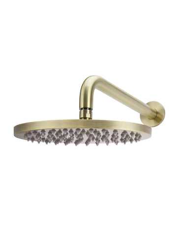 Round Wall Shower 200mm rose, 300mm curved arm - Tiger Bronze Gold
