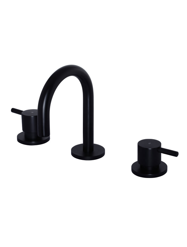 Meir Round Three Piece Basin Tap - Matte Black (SKU: MB10) Image - 1