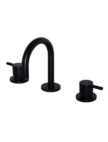 Round Three Piece Basin Tap - Matte Black