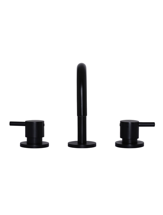 Meir Round Three Piece Basin Tap - Matte Black (SKU: MB10) Image - 2