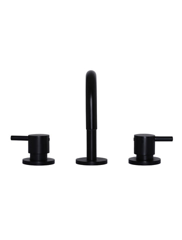 Round Three Piece Basin Tap - Matte Black