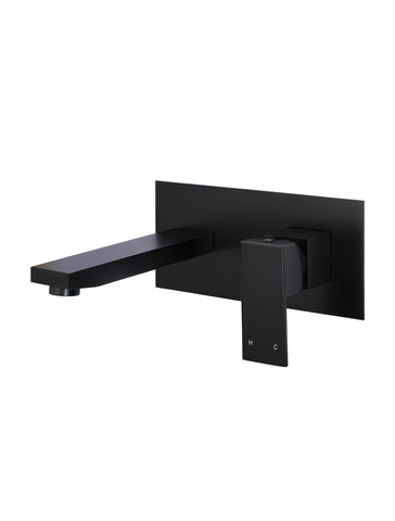 Square Wall Combination Mixer and Spout - Matte Black