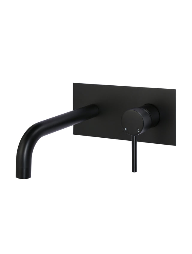 Meir Round Wall Combination Mixer and Curved Spout - Matte Black (SKU: MBC05) Image - 1