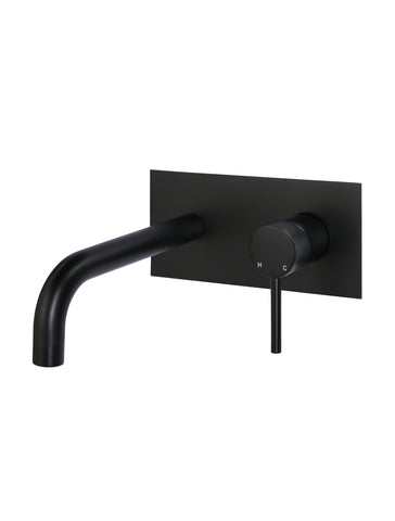 Round Wall Combination Mixer and Curved Spout - Matte Black