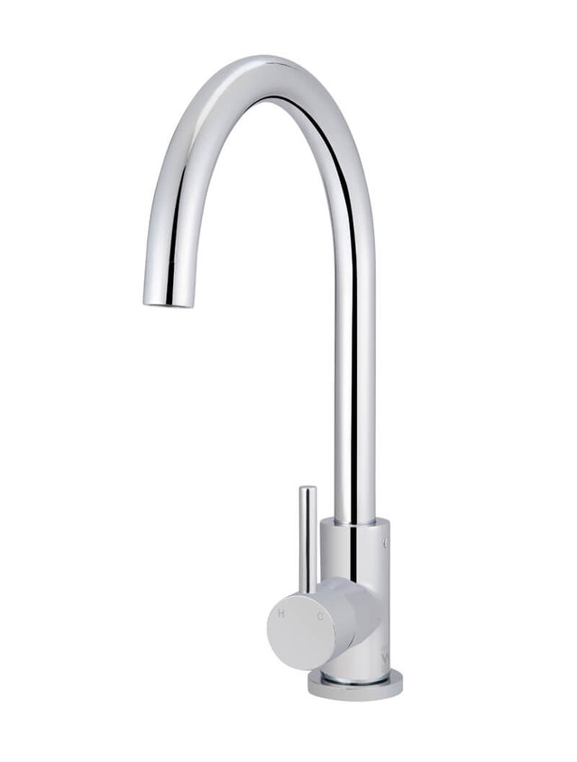 Meir Round Gooseneck Kitchen Mixer Tap - Polished Chrome (SKU: MK03-C) Image - 1