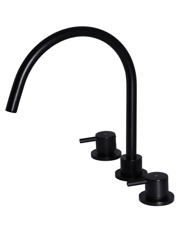 3 Piece Kitchen Sink Set with flexi hoses - Matte Black