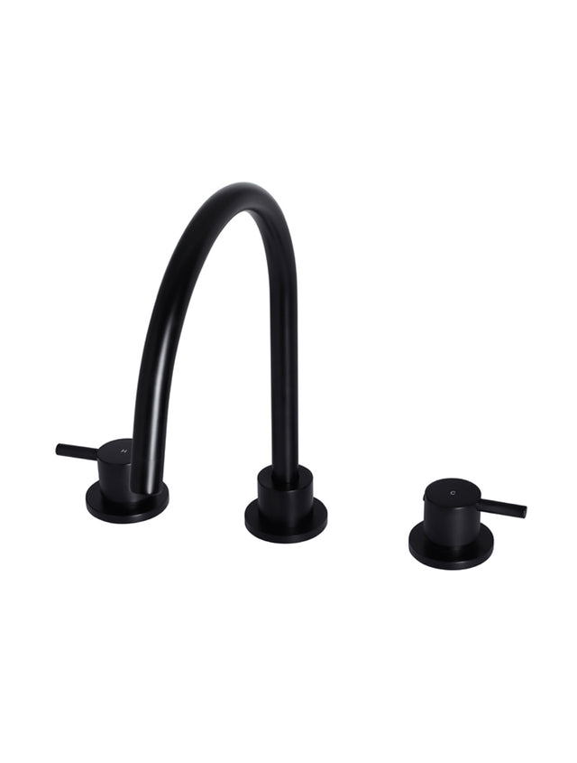 Meir Round Three Piece Kitchen Tap - Matte Black (SKU: MK09) Image - 2