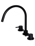 Round Three Piece Kitchen Tap - Matte Black - MK09