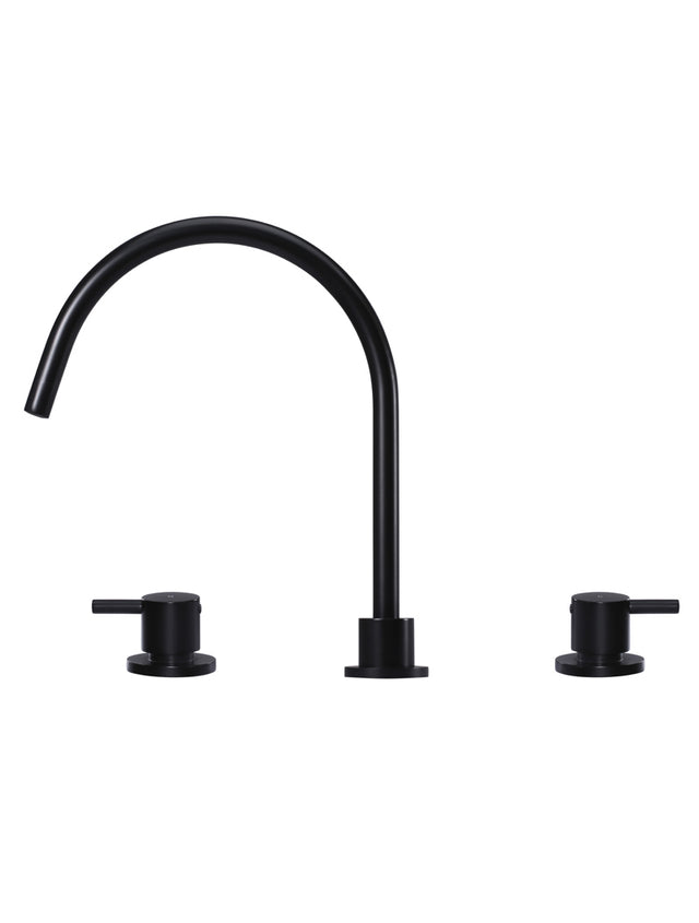 Meir Round Three Piece Kitchen Tap - Matte Black (SKU: MK09) Image - 5